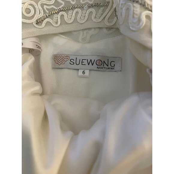NWT Sue Wong Formal wedding Crystal Beaded White Ivory Knee Length Dress‎ Size 6 - Picture 14 of 16